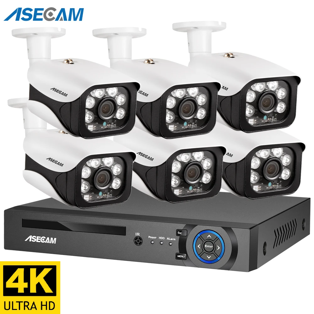 8MP 보안 카메라 시스템 4K POE NVR 야외 영상 감시 키트 가정 IP CCTV 카메라 세트 Xmeye