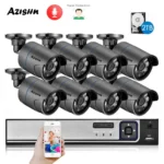 AZISHN-H.265 + 8CH 5MP POE 보안 시스템 NVR 키트 오디오 IP 카메라 IR 야외 IP66 얼굴 감지 CCTV 영상 감시