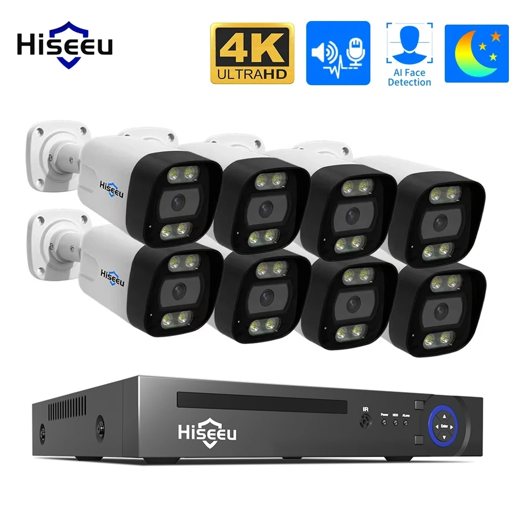 Hiseeu POE 보안 IP 카메라 시스템 키트