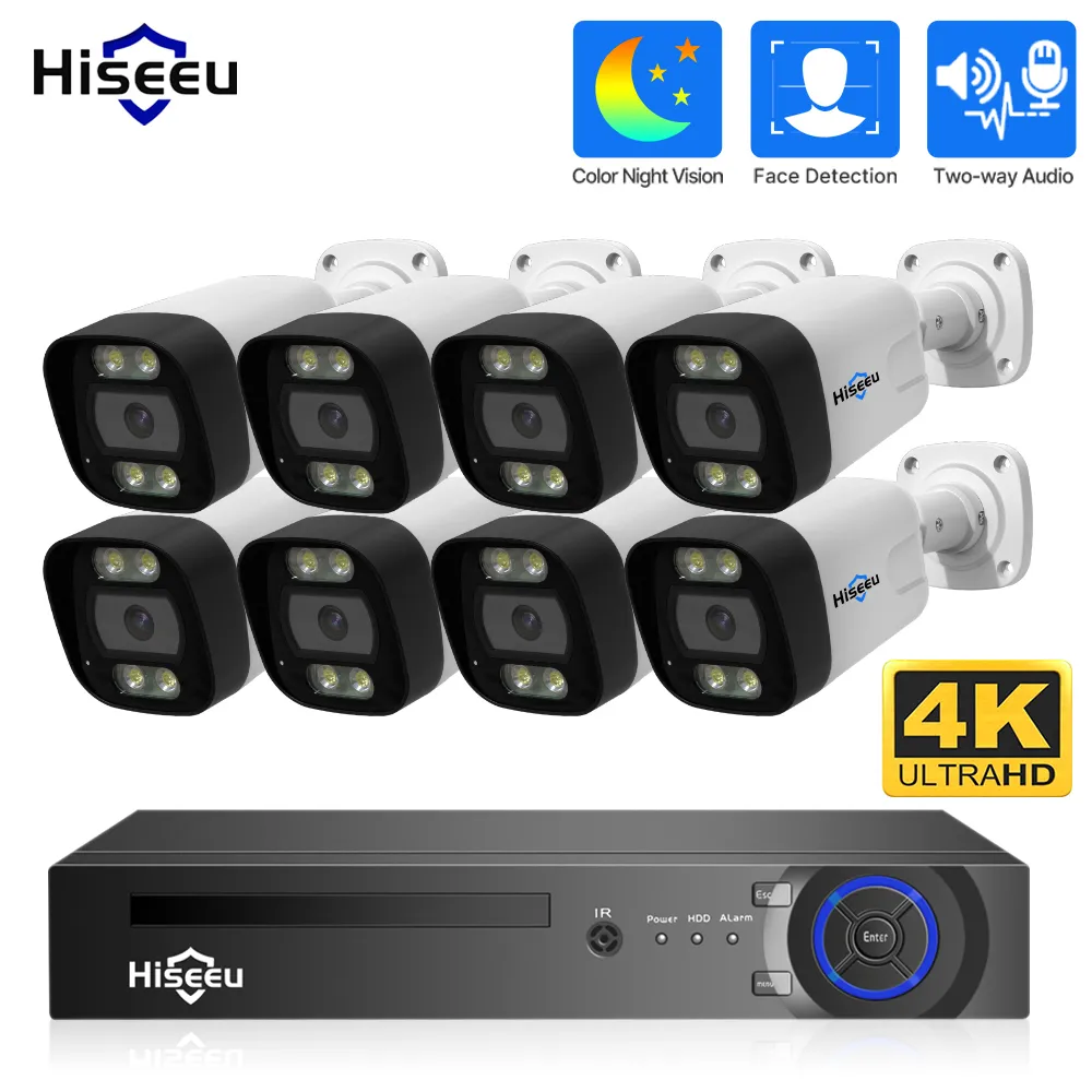 Hiseeu 가정용 방수 CCTV 감시 IP 카메라 키트