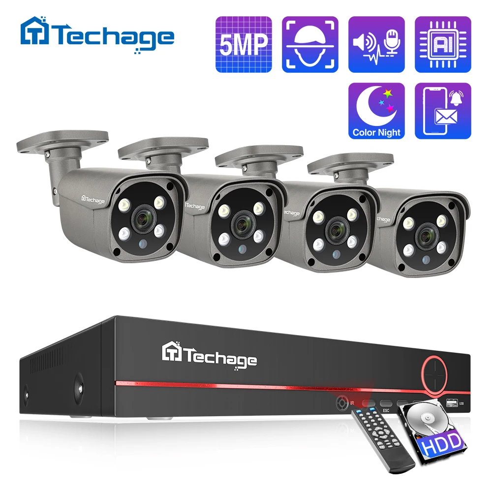 Techage POE NVR 키트 CCTV 시스템