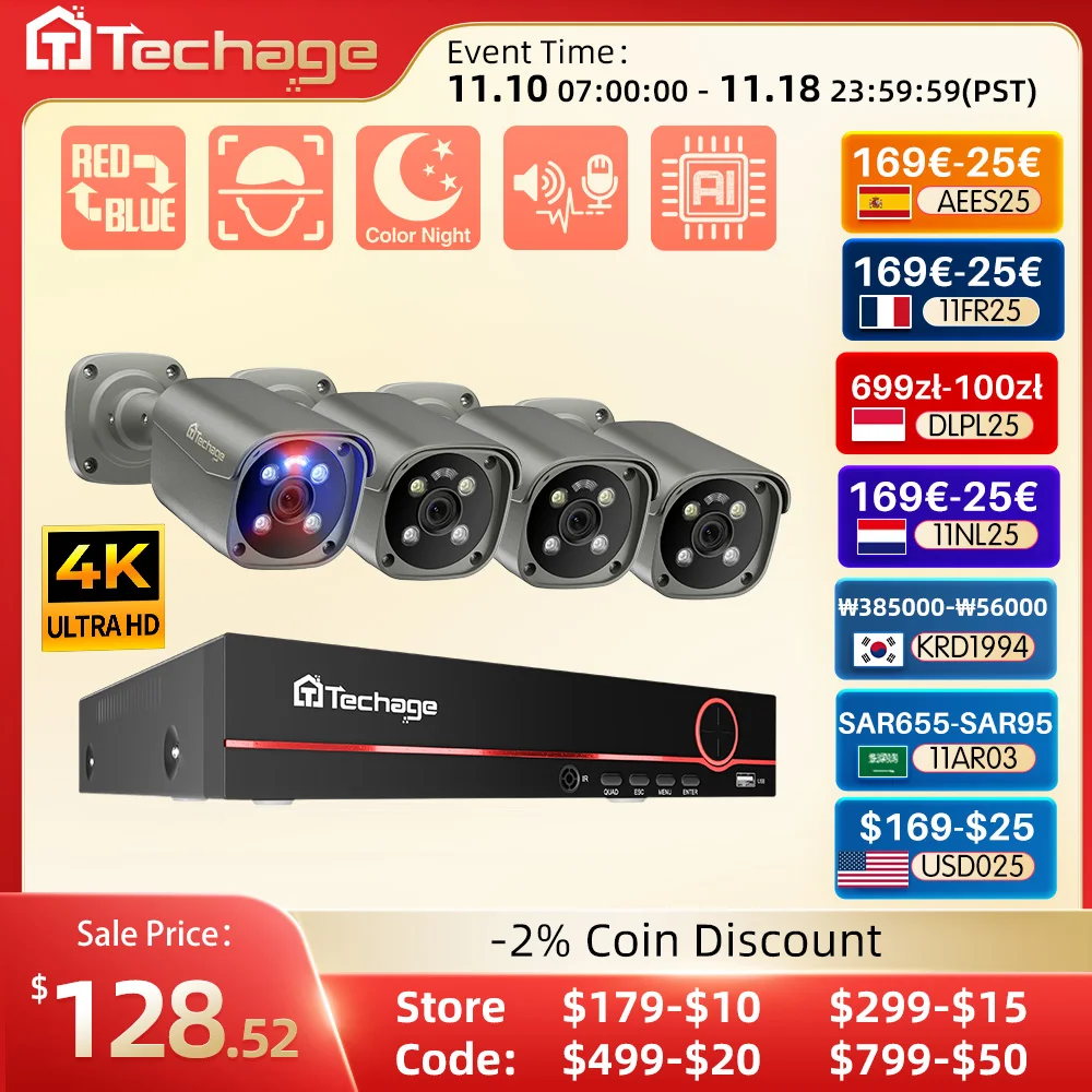 Techage 보안 POE NVR 키트