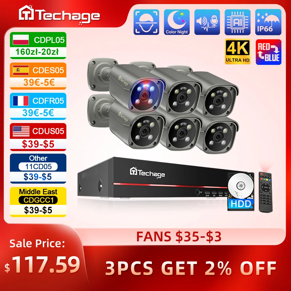 Techage 울트라 HD POE 카메라 시스템