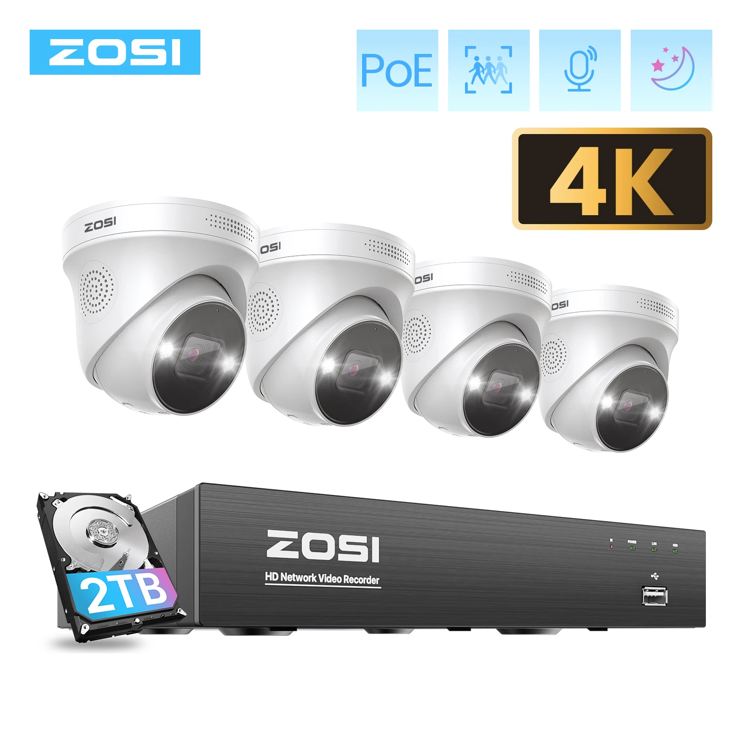 ZOSI 4K PoE 비디오 감시 카메라 시스템