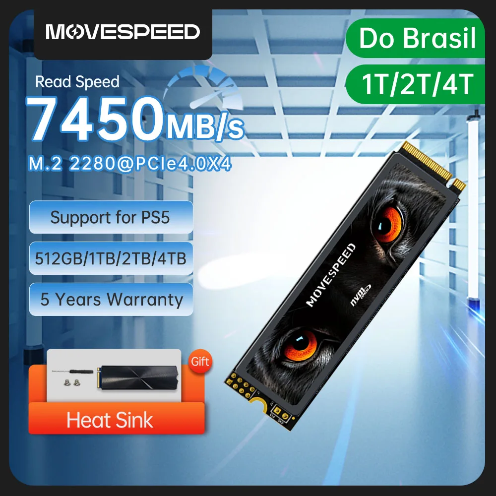 MOVESPEED 7450 MB/s SSD NVMe M.2 2280 4TB 2TB 1TB 내부 솔리드 스테이트 하드 디스크 M2 PCIe 4.0x4 2280 SSD 드라이브 PS5 노트북 컴퓨터용